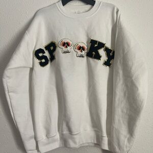 Hanes White Spooky Skull Sweater
